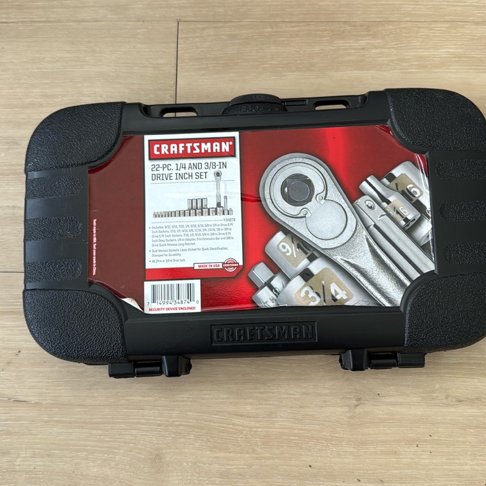 VTG Craftsman #34874 22 Piece Drive Inch Set Easy to Read - Black Plastic Case